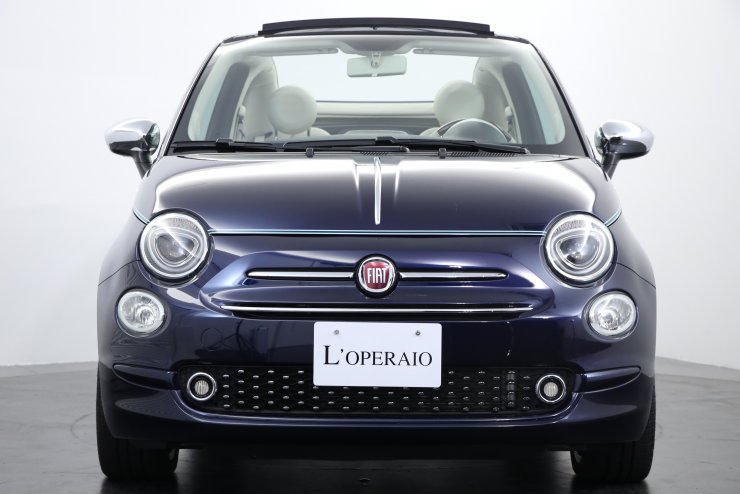 フィアット 500C 1.2 Riva 日本未発売 専用色 紺幌 Pelle Frau製