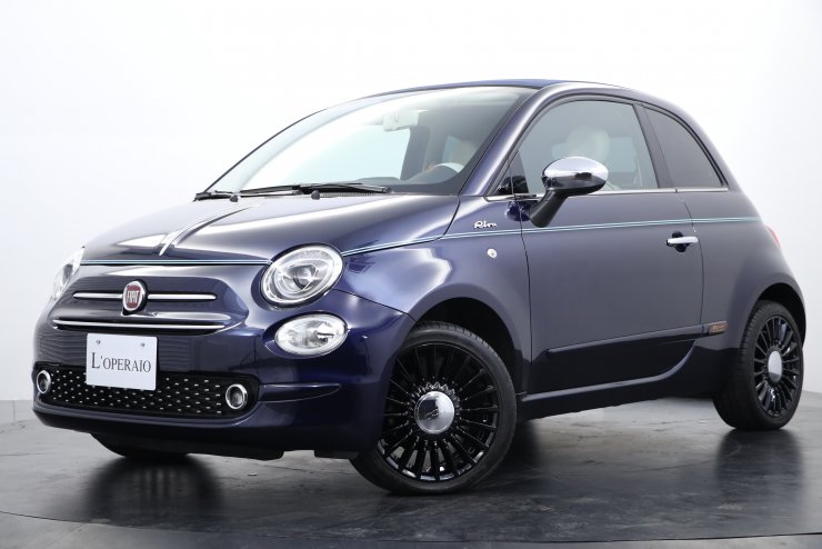 フィアット 500C 1.2 Riva 日本未発売 専用色 紺幌 Pelle Frau製