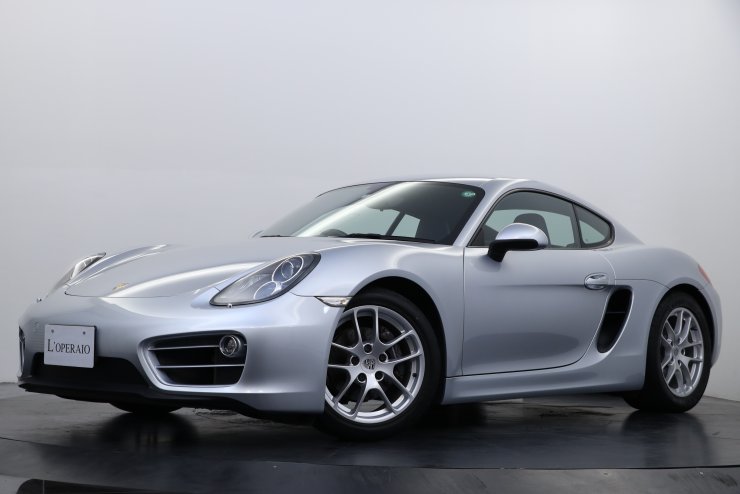 Spark ディーラー特注Porsche Cayman e シルバー2015年 ポルシェ ケイマン (Type981) 希少6速MT PASM ブルーハーフレザー 純正