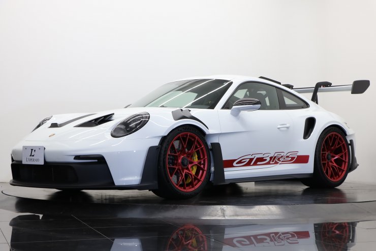 ポルシェ 911(992) GT3 RS ホワイト wパイロレッド チェイスカー ck-modelcars-video: Porsche 911 (992) GT3 RS 2022 white with