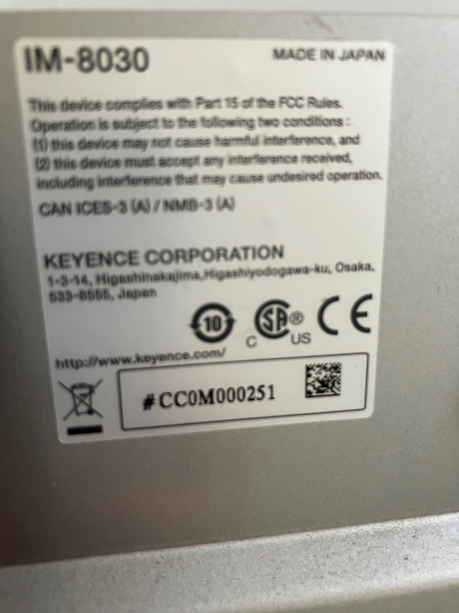 キーエンス 画像測定器 IM-8030