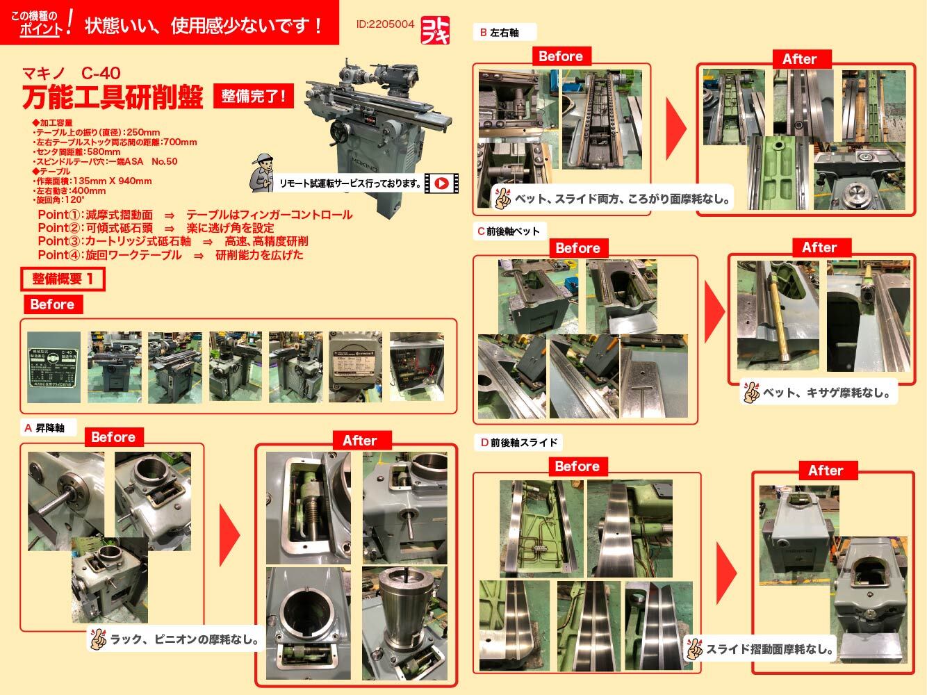牧野フライス製作所 万能工具研削盤 C-40