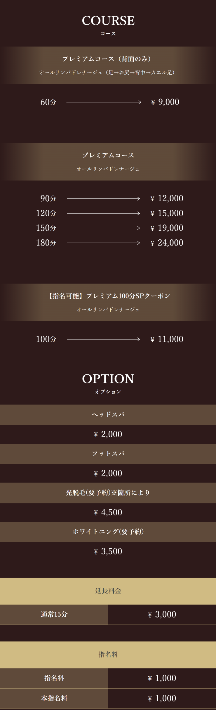 料金表