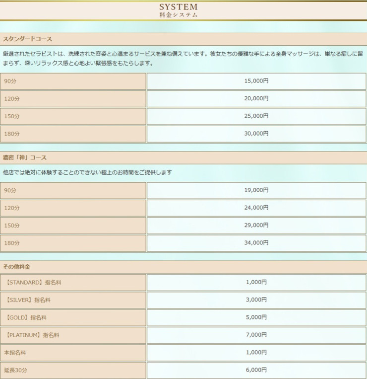 料金表