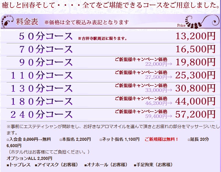 料金表