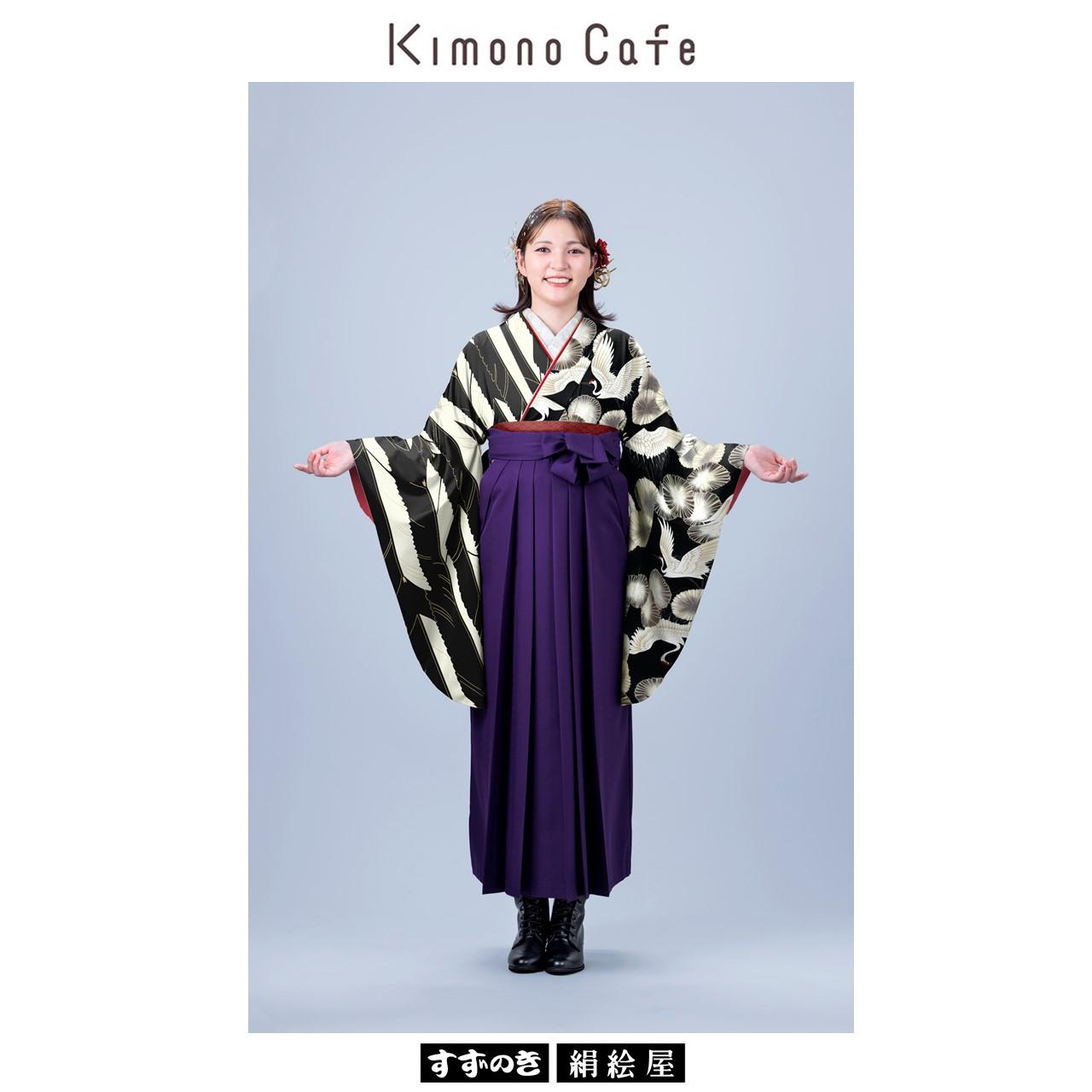 kimono1023（鶴に笠松　黒）