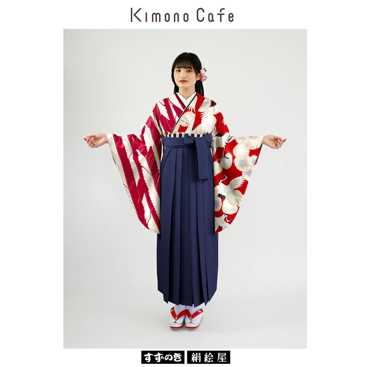 kimono1022（鶴に笠松　赤）