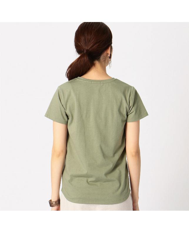 A：BASE BRAND 01 メッセージプリント Ｔシャツ カーキ