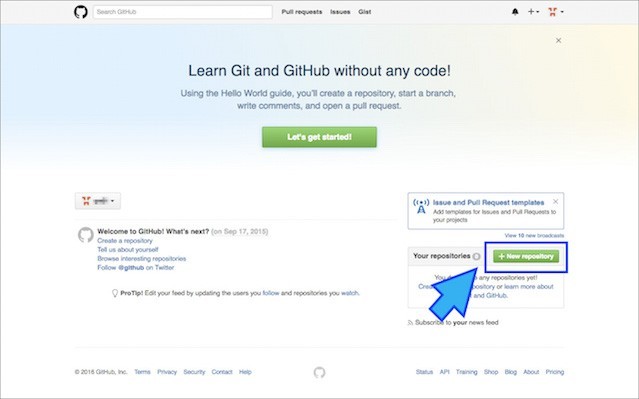 「+ New repository」をクリックする