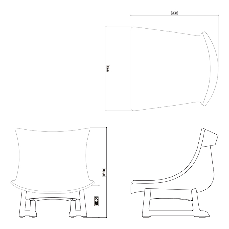 ワビ 座椅子 WD _図面