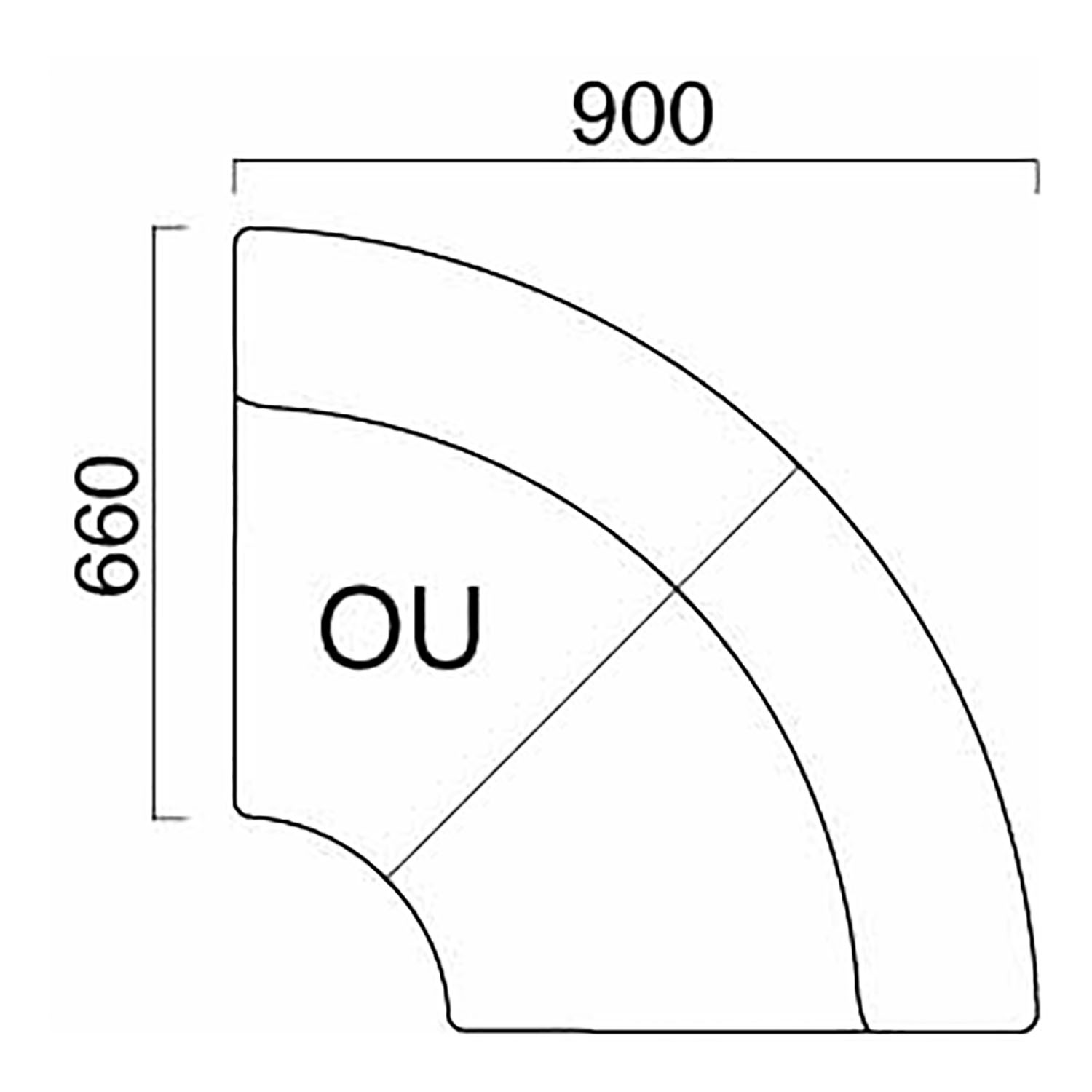 アトースOU 扇コーナー(90°) プラレッグ仕様PS9151 _図面