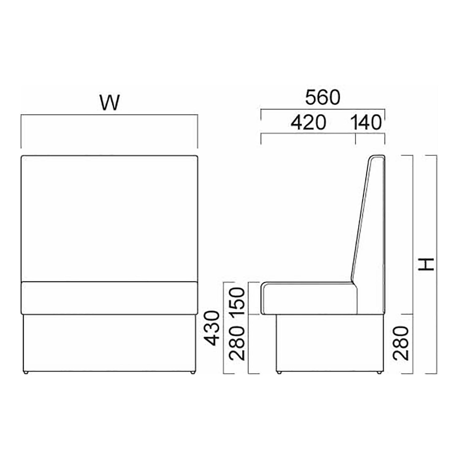 バン D1 D560 背座+台輪固定式(収納機能無) OM-4(W1110~1300) _図面
