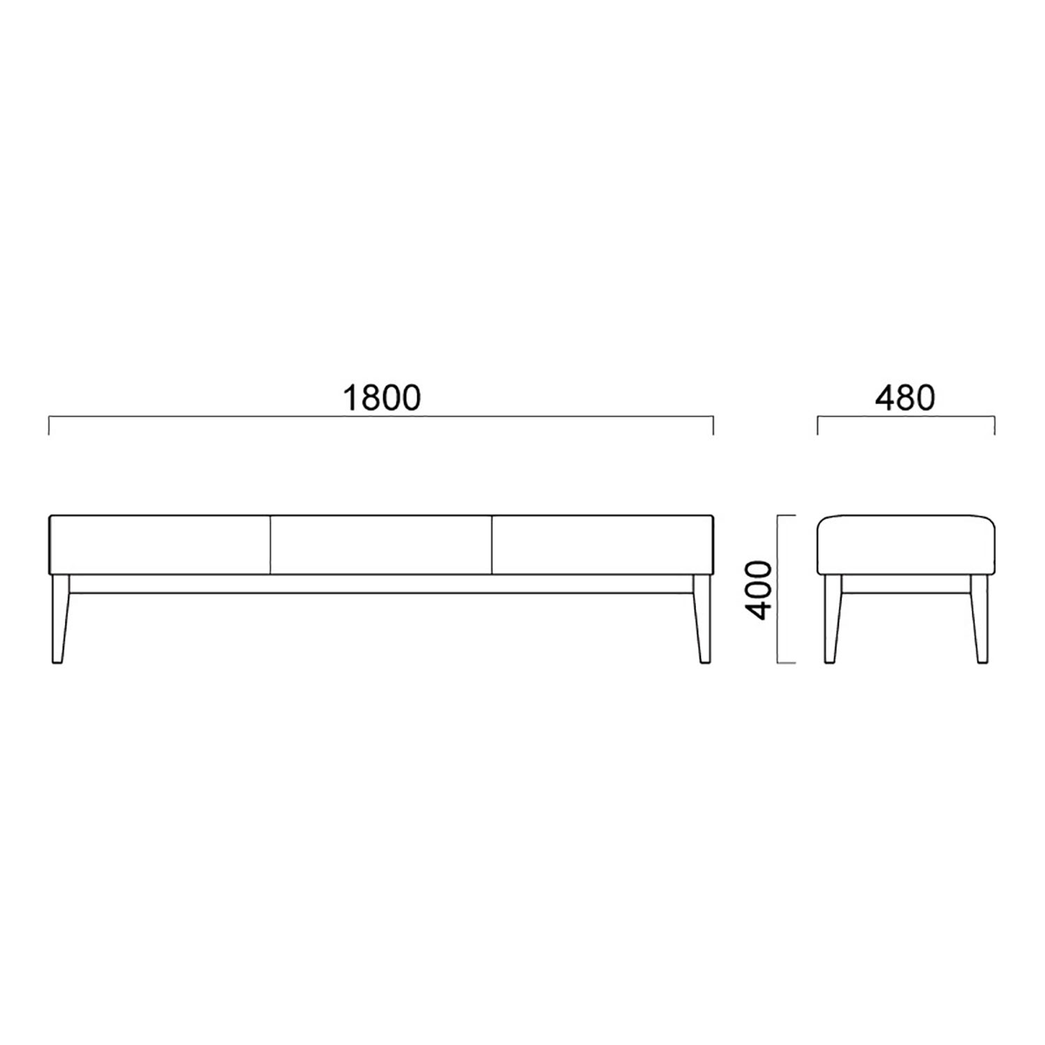 コルプスASE 背無W1800 A:木脚 _図面