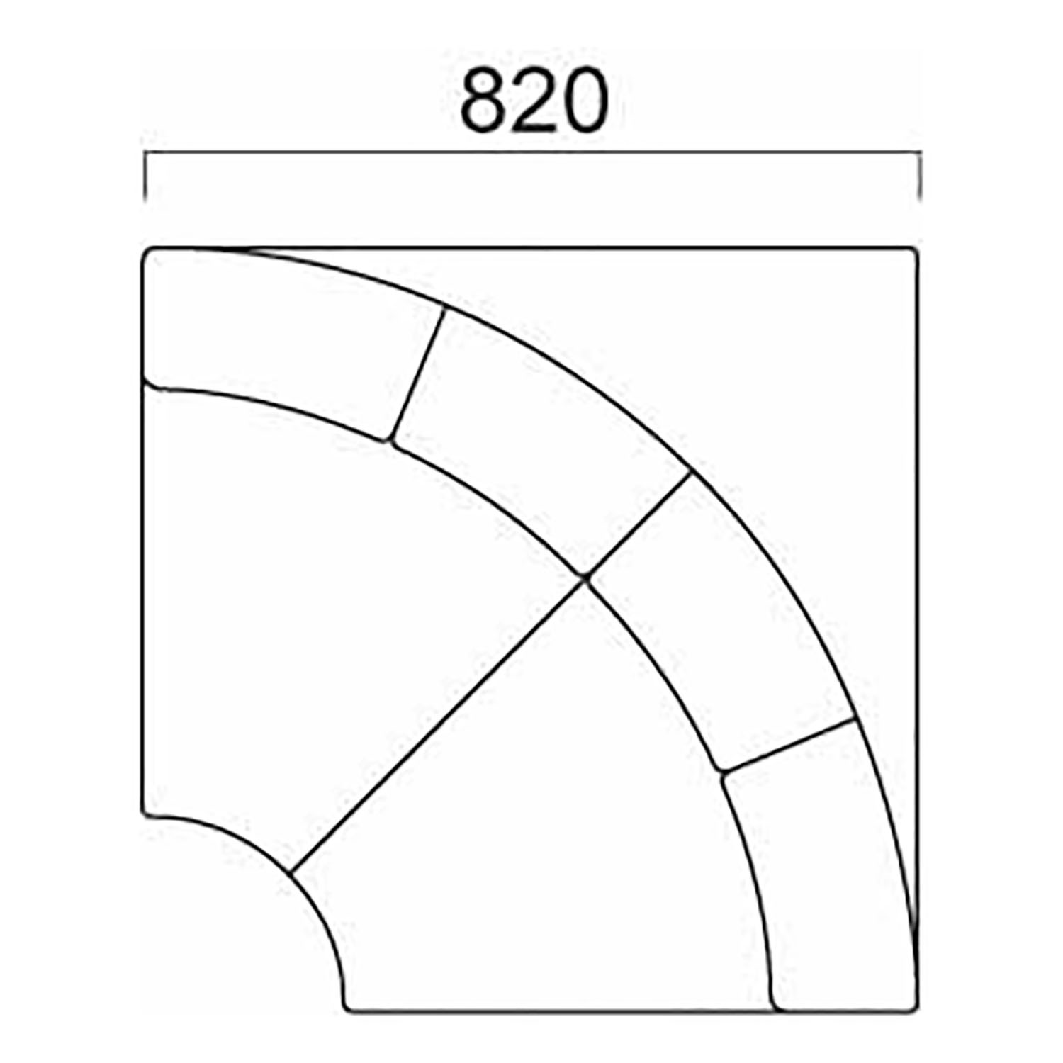 バン E3 D600 背座+台輪固定式(収納機能無) DU(扇角コーナー) _図面