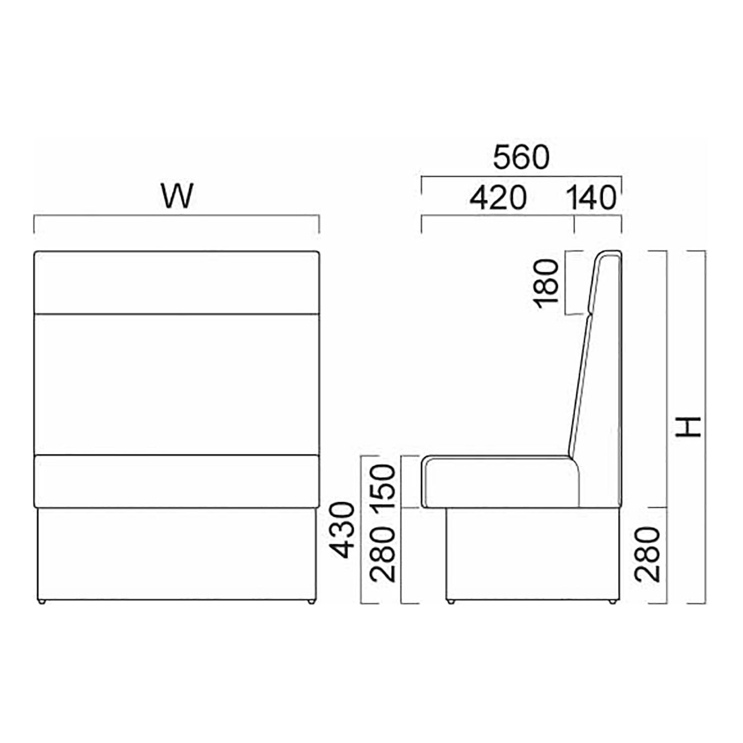 バン D2 D560 背座+台輪固定式(収納機能無) OM-5(W1310~1500) _図面