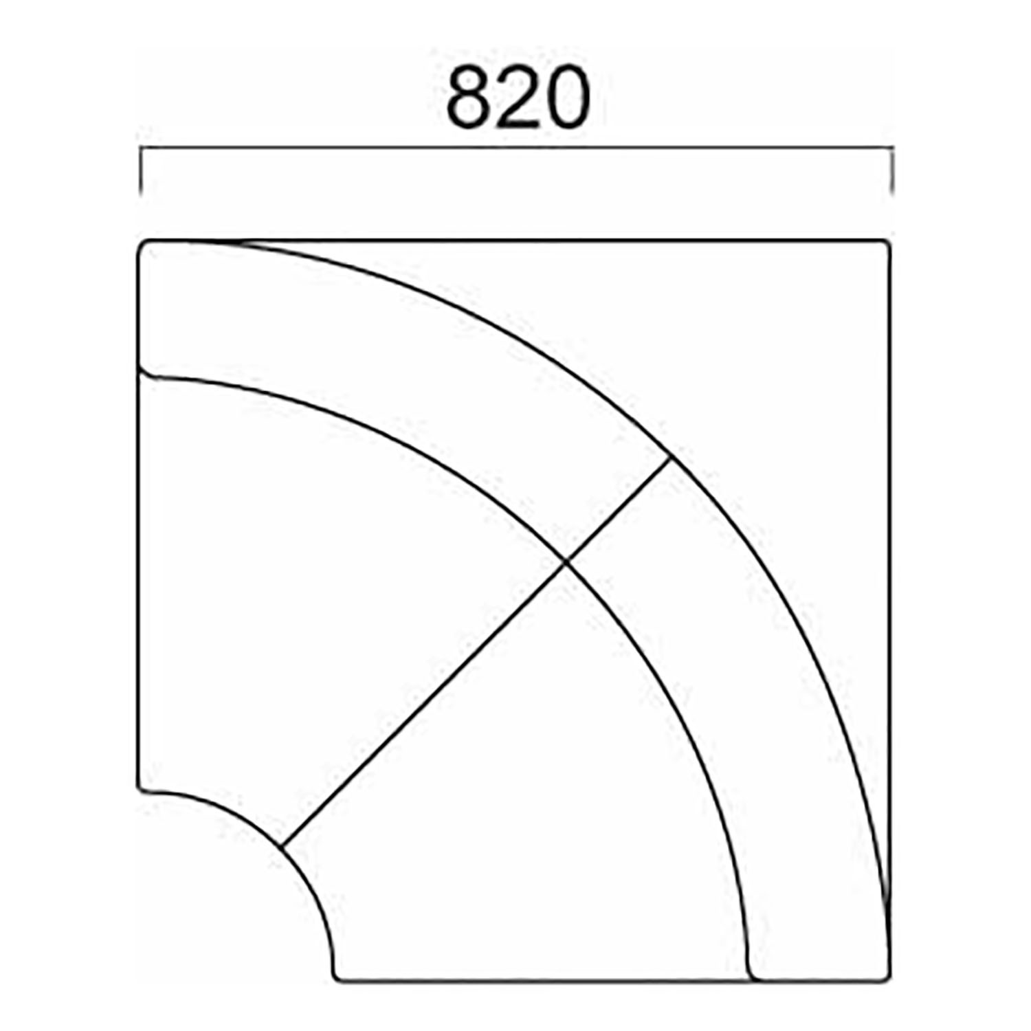 バン E1 D600 背座+台輪固定式(収納機能無) DU(扇角コーナー) _図面