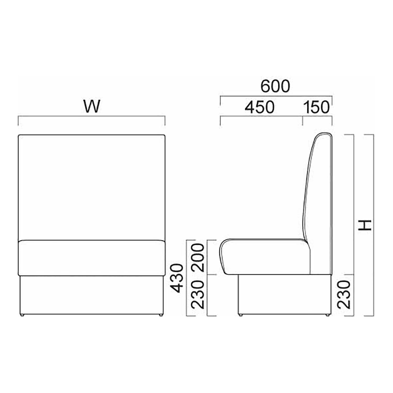 バン E1 D600 背座+台輪固定式(収納機能無) OM-1(W~650) _図面