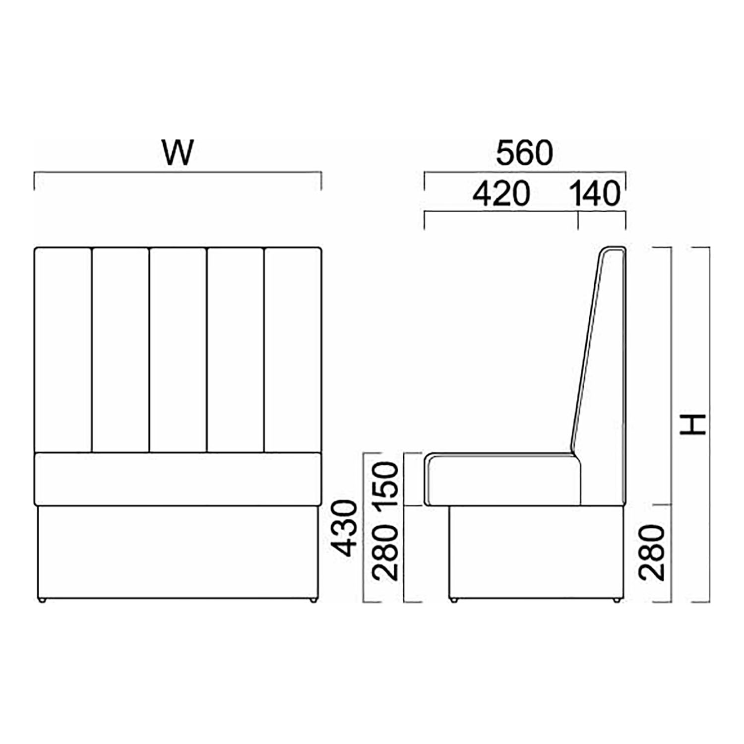 バン D3 D560 背座+台輪固定式(収納機能無) OM-5(W1310~1500) _図面