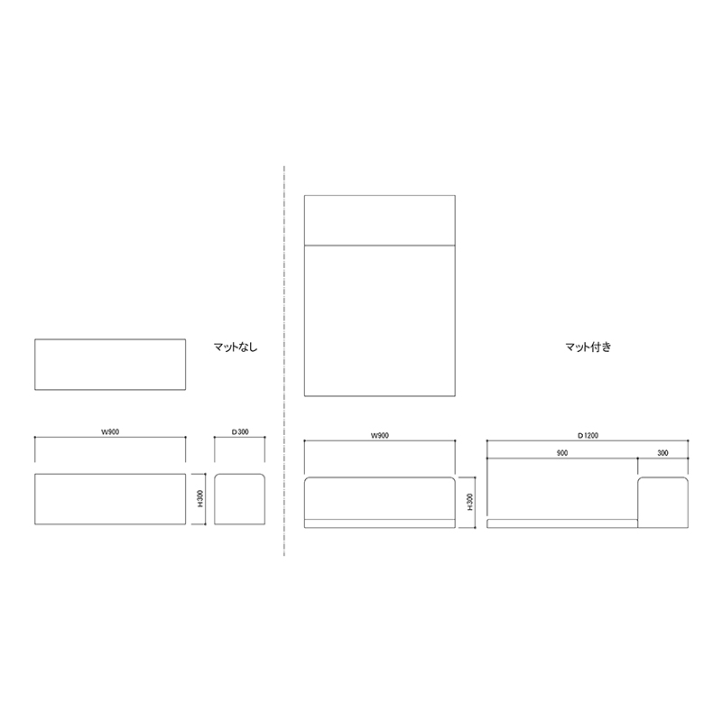 パッソ サイドベンチA・マット付 _図面