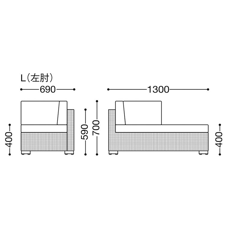ロードス カウチL(別張品) _図面