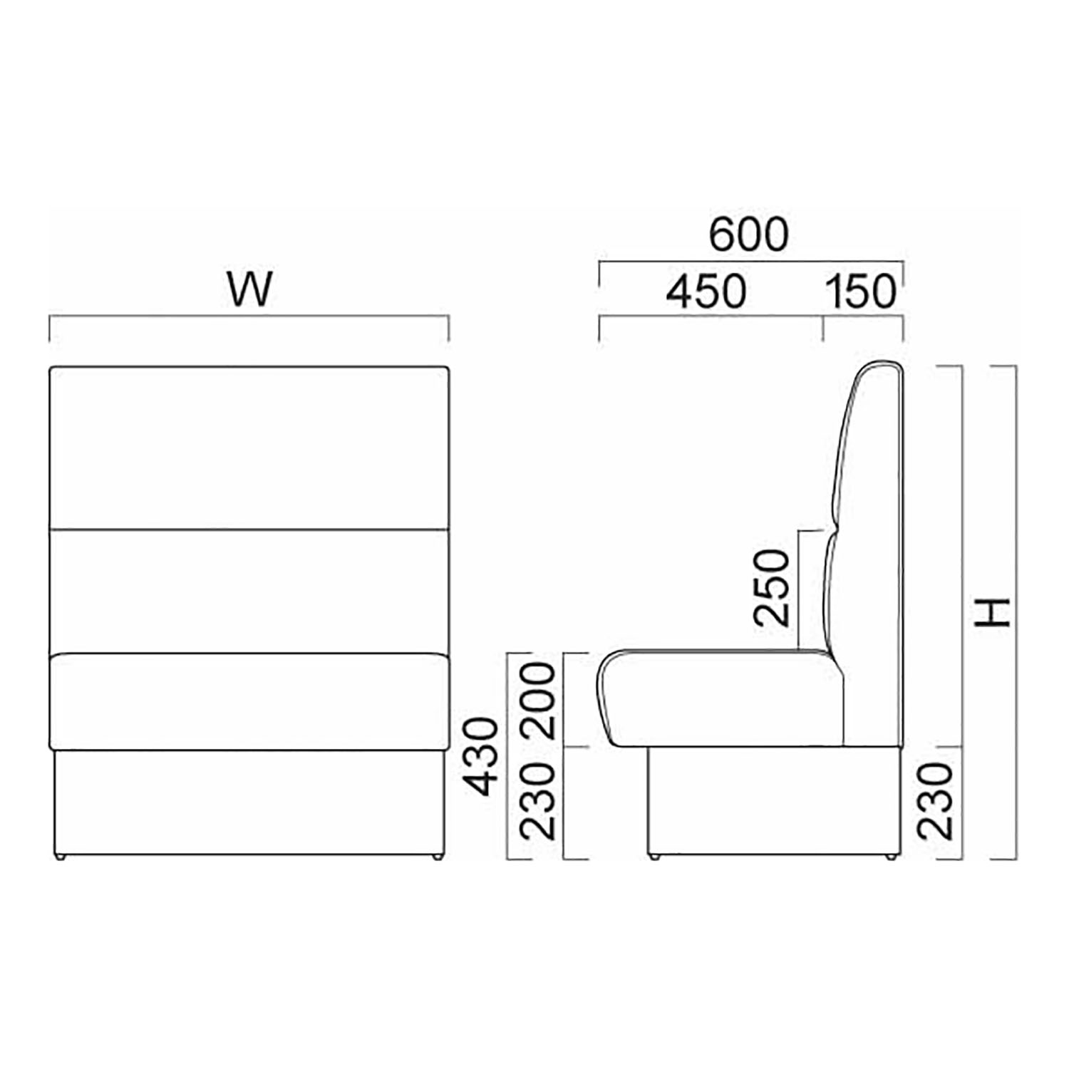 バン E2 D600 背座+台輪固定式(収納機能無) OM-5(W1310~1500) _図面