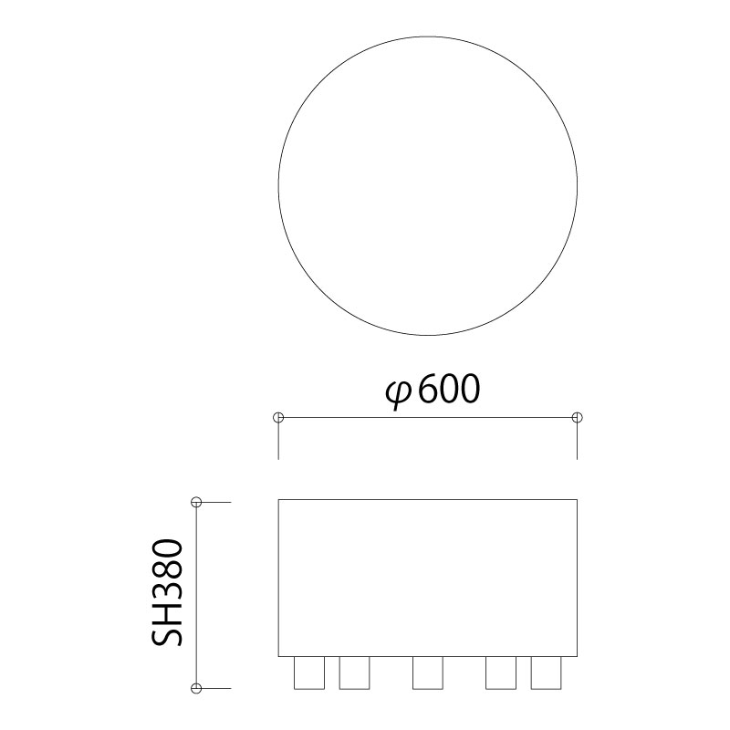 システムスツール マル WD φ600図面