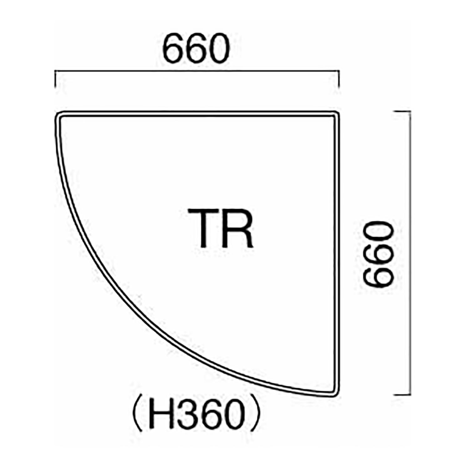 アトースTR コーナーテーブル(1/4円) 木台輪木目柄樹脂シート貼り65H _図面