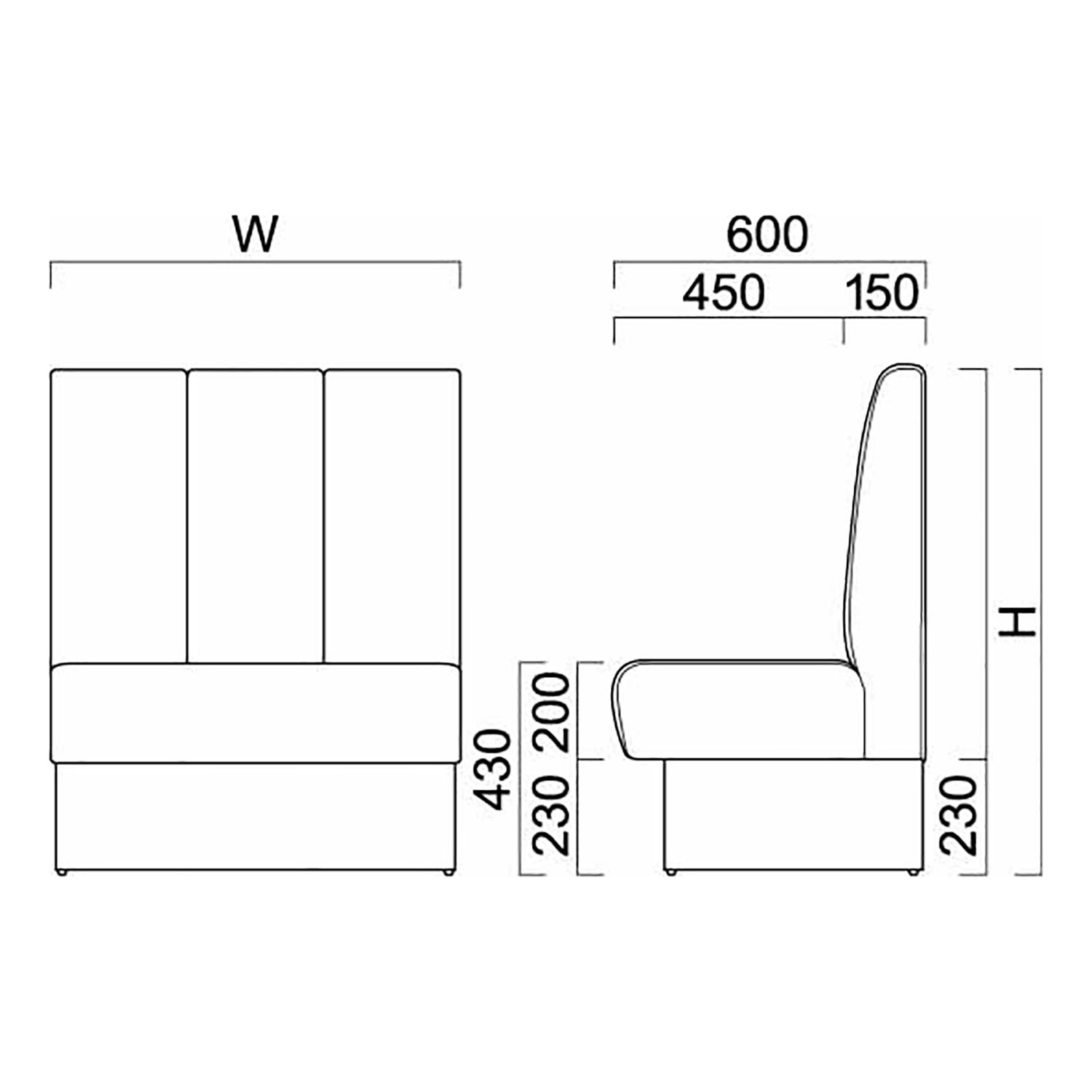 バン E3 D600 背座+台輪固定式(収納機能無) OM-1(W~650) _図面