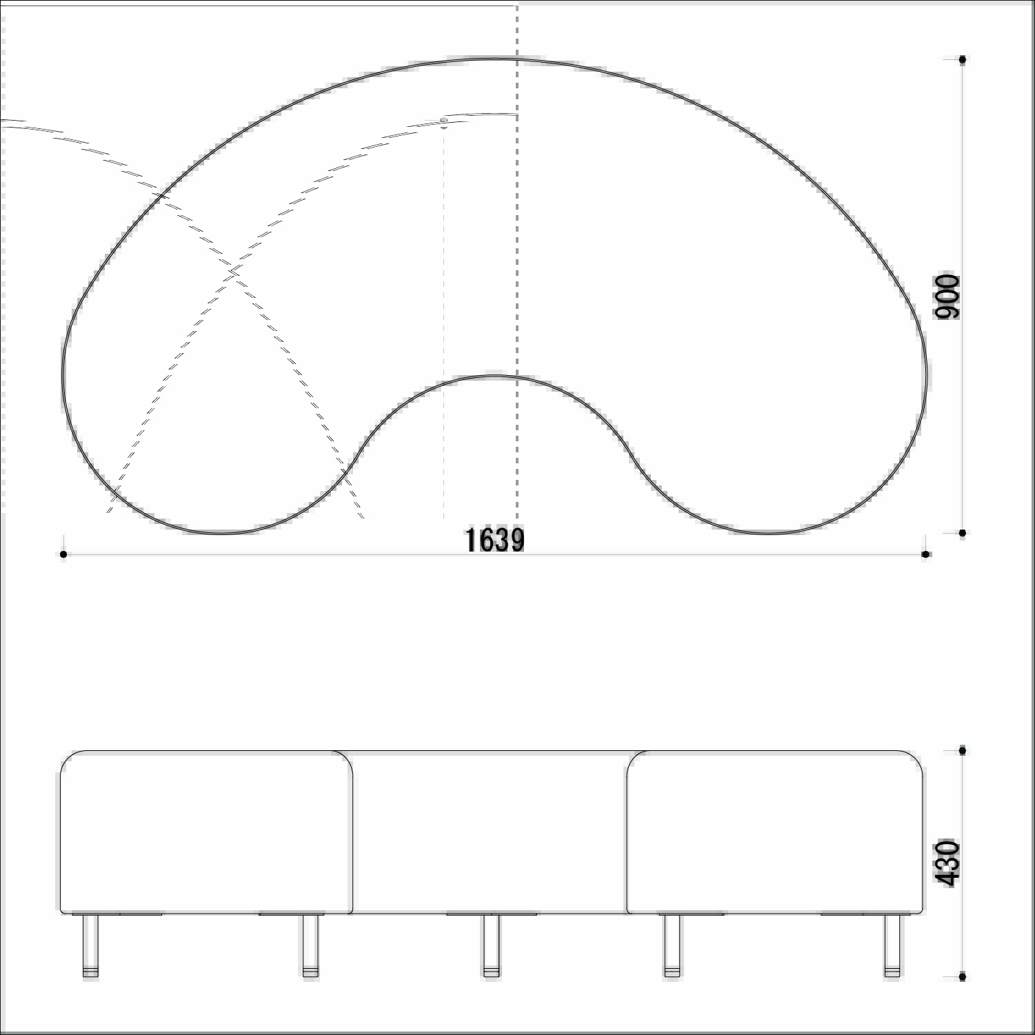 ノビルタ ベンチ図面