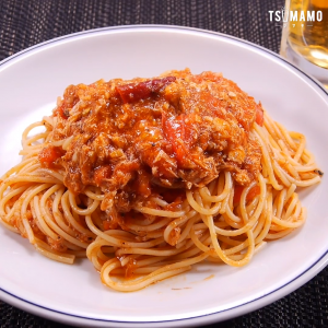 鯖缶トマトパスタ