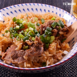 キムチと牛肉切落しの炊き込みご飯