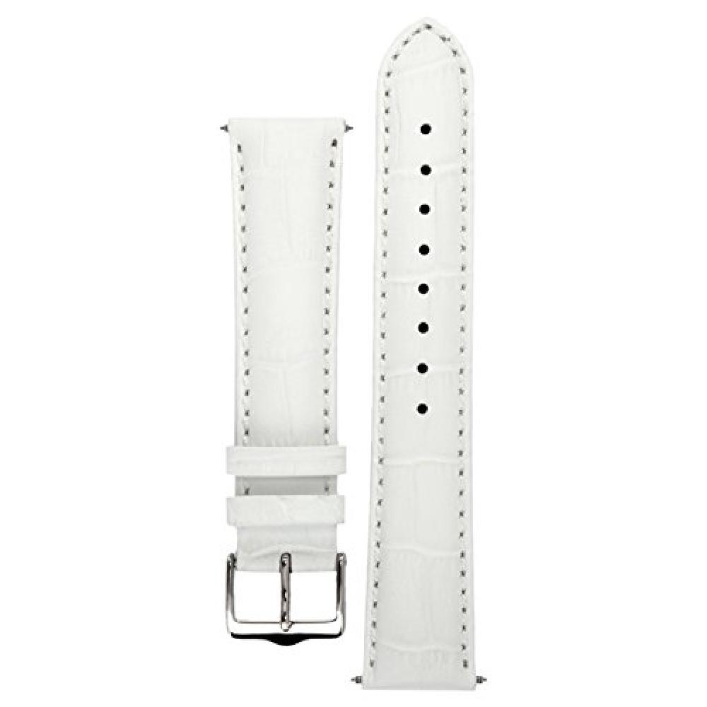 Signature Senator watch band. Watch spare bracelet. Genuine Leather. Steel buckle (white, 20 mm-short size)