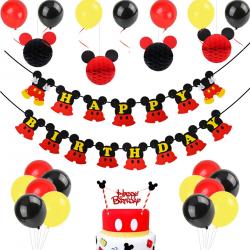 Joymemo Mickey Birthday Party Decoration Disney Minnie Honeycomb Ball Cake Topper Banner Balloon Boy Cute Yellow Red Black Want Jp