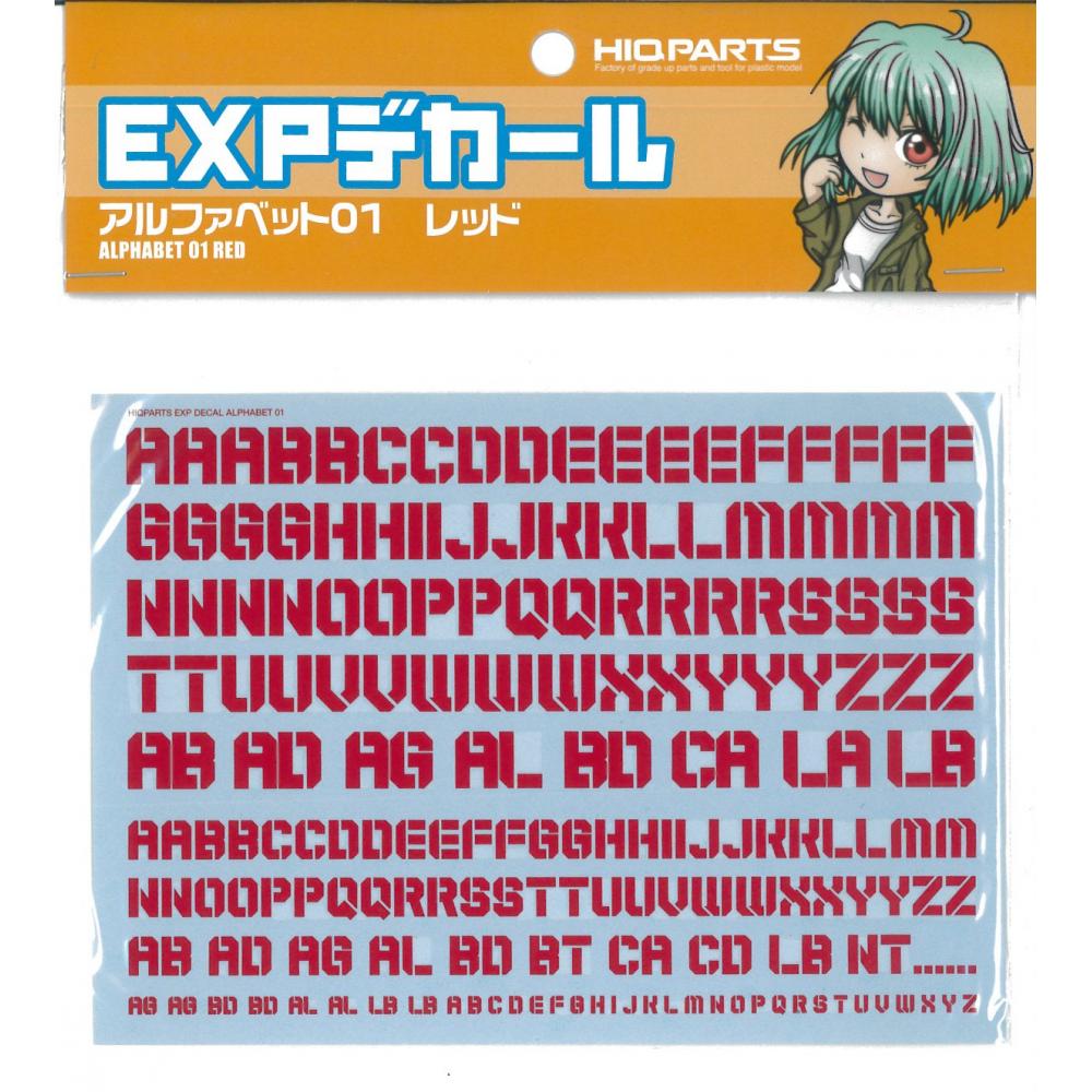 High queue parts EXP decal alphabet 01 one Red input
