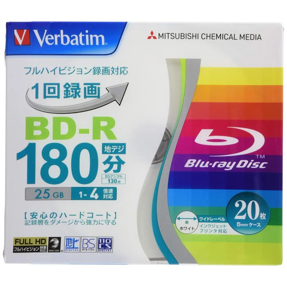 Verbatim Japan Verbatim Japan Single-recordable Blu-ray Disc BD-R 25GB 20  white printable single-sided single layer 1-4x VBR130YP20V1 - want.jp