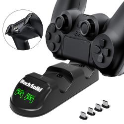 Rock Solid Latest Model Ps4 Controller Charging Rocksolid Ps4 Charging Contact Type Super Mini Connection Terminal Included Stand Ps4 Charger 2 Units Can Be Charged At The Same Time With Led Indicator