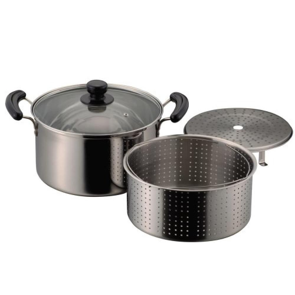 PEARL METAL Dranran Stainless steel multifunctional pot with glass lid