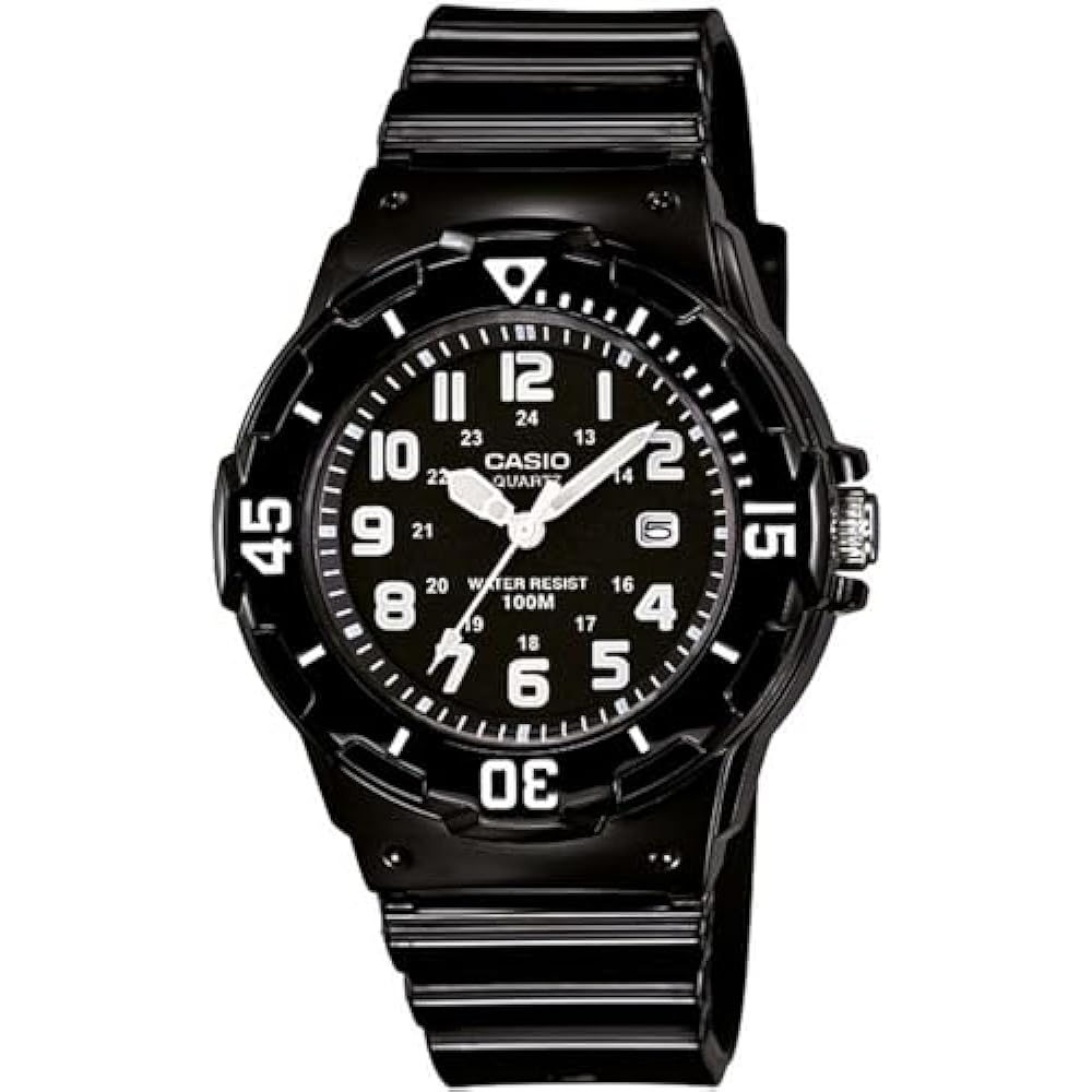 Boy's Casio Quartz Watch Dial Analogue Display Black Resin Strap and Black Dial LRW-200H-1B