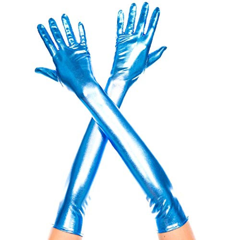 MUSIC LEGS (music leg) EXTRA LONG METALLIC GLOVES metallic glove BLUE 457