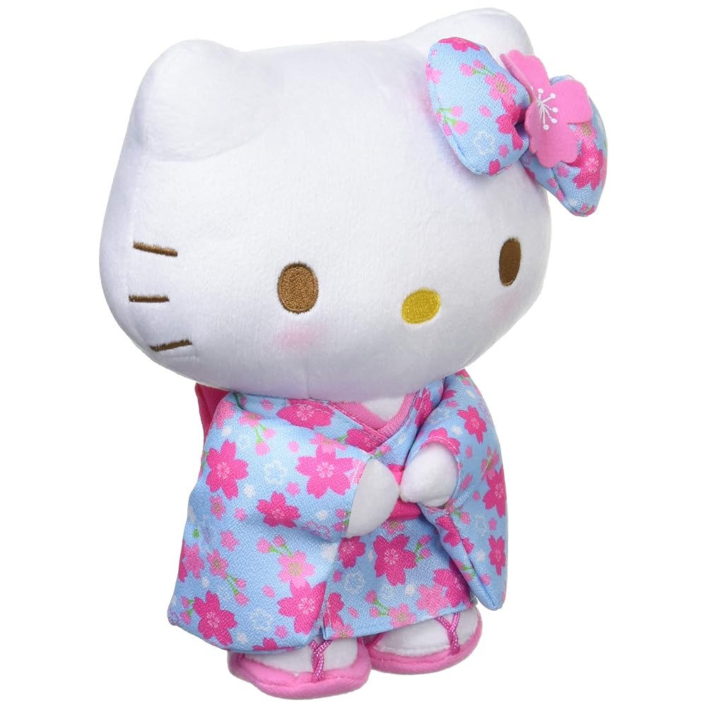 Sanrio Hello Kitty Sakura kimono series light blue stuffed toy S size