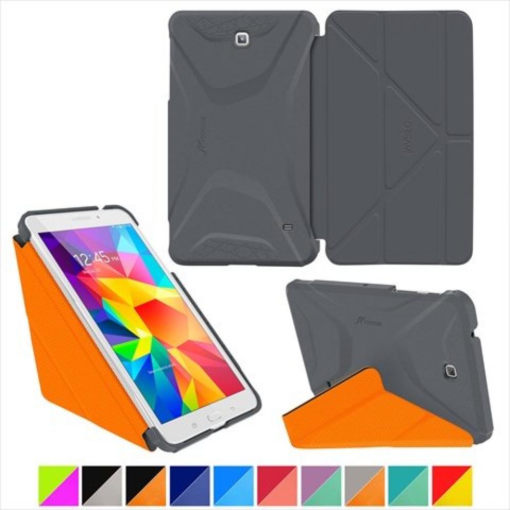 roocase Loucase Samsung Galaxy Tab 4 7.0 Multi-angle origami type with stand function Shockproof smart 3D cover case Space Gray / Loucase Orange RC-GALX7-TAB4-OG-SS-SG/OR