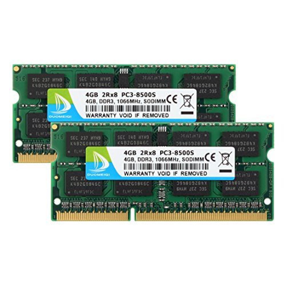 DUOMEIQI 8GB Kit (2 X 4GB) 2RX8 PC3-8500 PC3-8500S DDR3 1066MHz SODIMM CL7 204 Pin 1.5v Non-ECC Unbuffered Notebook Memory Laptop RAM Modules Compatible with Intel AMD and Mac Computer