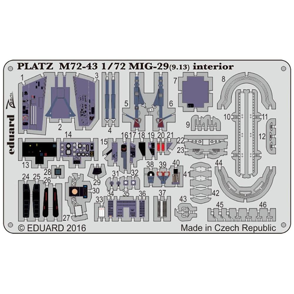 Platz 1/72 MiG-29 (9.13) Fulcrum parts for C interior etching parts plastic model M72-43