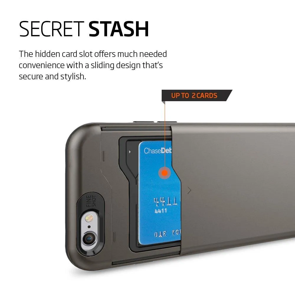 Spigen Spigen Iphone6s Case Iphone6 Case Us Military Mil Standards Acquired Card Storage Shockproof Fingerprint Prevention Scratch Prevention Shock Absorption Slim Armor Cs Sgp10964 Gunmetal Want Jp