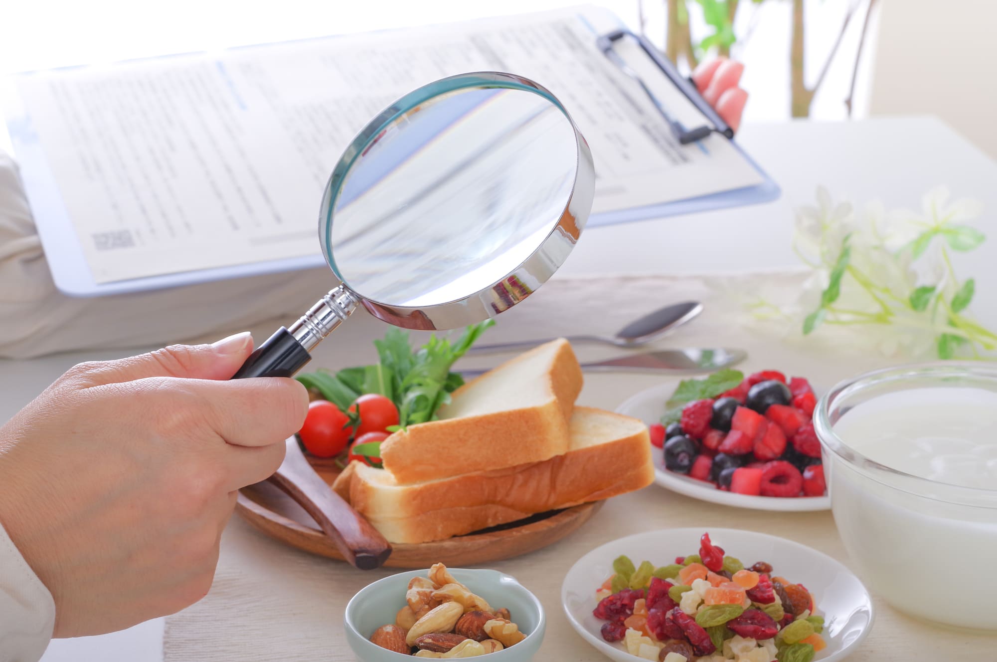 さまざまな食材の成分を調べるイメージ