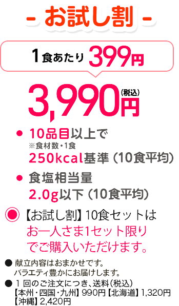 いつでも三菜 【お試し割】10食セット