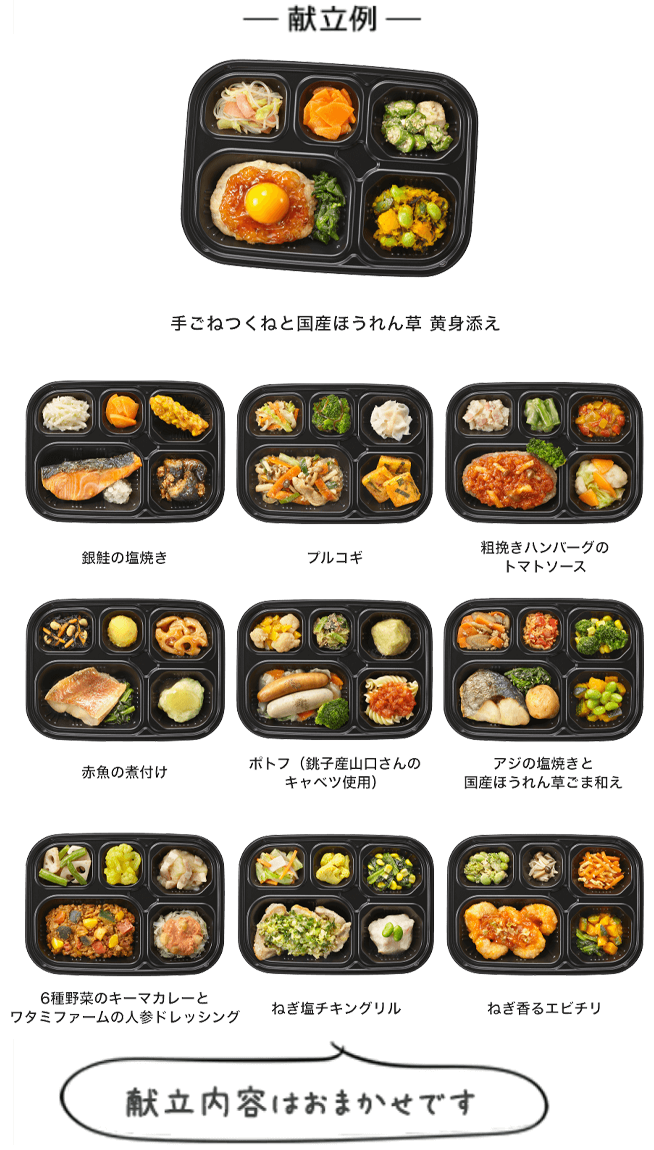 いつでも五菜 【お試し割】10食セット献立例