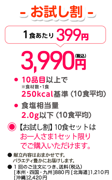 いつでも三菜 【お試し割】10食セット
