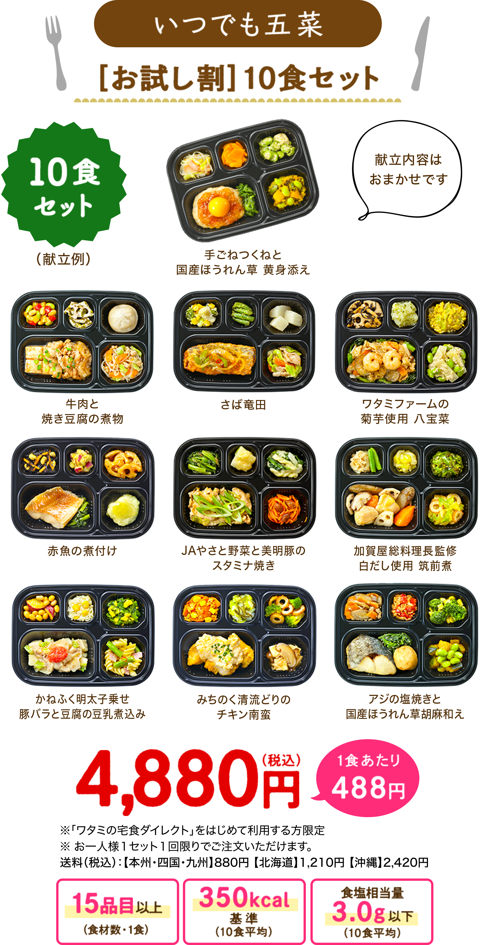 いつでも五菜 お試し割10食セット 4,880円(税込)