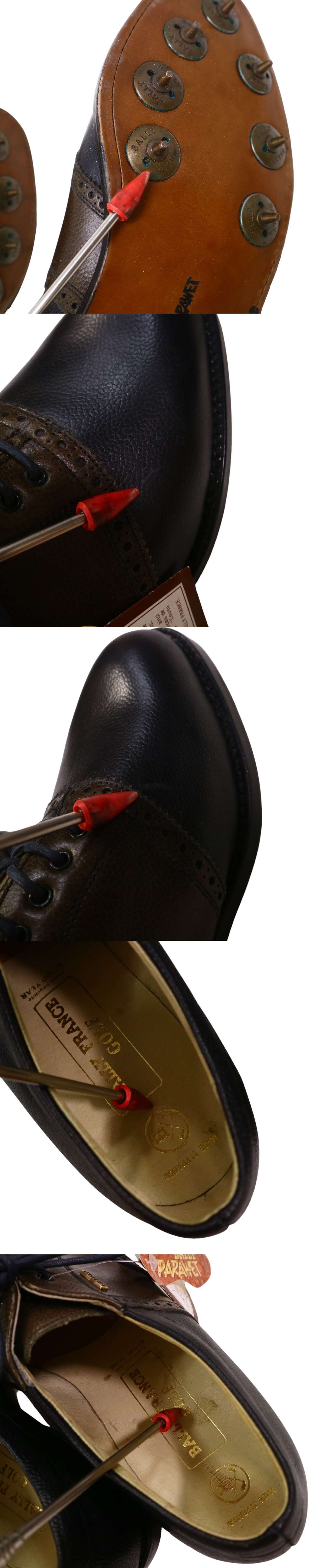 未使用★ BALLY バリー 【PARAWET】 レザー スパイク ゴルフ シューズ Sz.8　メンズ フランス製　I4G00173_5#U